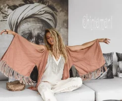 Chintamani Alchemistry Linen Fringed Kimono / Dusty Pink^ Kimono & Cover Up