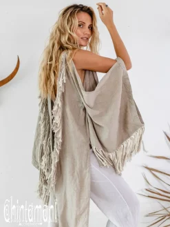 Chintamani Alchemistry Linen Fringed Kimono / Natural Gray^ Kimono & Cover Up