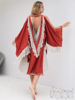 Chintamani Alchemistry Linen Fringed Kimono / Red Ochre^ Kimono & Cover Up