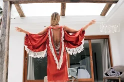Chintamani Alchemistry Linen Fringed Kimono / Red Ochre^ Kimono & Cover Up