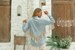 Chintamani Alchemistry Linen Fringe Shirt / Blue^ Button Shirt
