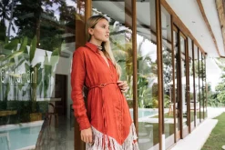 Chintamani Alchemistry Linen Fringe Shirt Dress / Red Ochre^ Shirt Dress|Mini & Midi Dress
