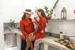Chintamani Alchemistry Linen Fringe Shirt Dress / Red Ochre^ Shirt Dress|Mini & Midi Dress