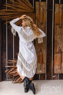 Chintamani Alchemistry Linen Fringe Shirt Dress / White^ Shirt Dress|Mini & Midi Dress