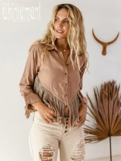 Chintamani Alchemistry Linen Fringe Shirt / Dusty Pink^ Button Shirt