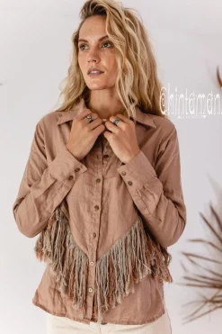 Chintamani Alchemistry Linen Fringe Shirt / Dusty Pink^ Button Shirt