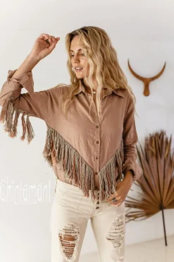 Chintamani Alchemistry Linen Fringe Shirt / Dusty Pink^ Button Shirt