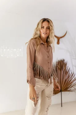 Chintamani Alchemistry Linen Fringe Shirt / Dusty Pink^ Button Shirt