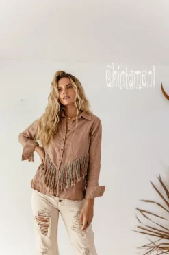 Chintamani Alchemistry Linen Fringe Shirt / Dusty Pink^ Button Shirt