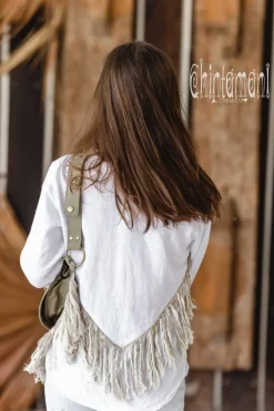 Chintamani Alchemistry Linen Fringe Shirt / White^ Button Shirt