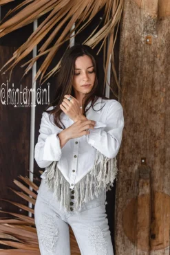 Chintamani Alchemistry Linen Fringe Shirt / White^ Button Shirt