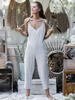 Chintamani Alchemistry Linen Jumpsuit 3/4 / Light Grey^ Jumpsuits