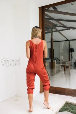 Chintamani Alchemistry Linen Jumpsuit 3/4 / Red Ochre^ Jumpsuits