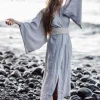 Chintamani Alchemistry Linen Maxi Kimono / Light Grey^ Kimono & Cover Up