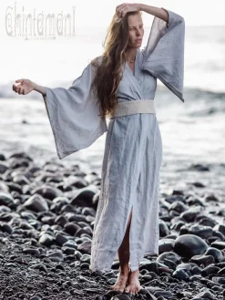 Chintamani Alchemistry Linen Maxi Kimono / Light Grey^ Kimono & Cover Up
