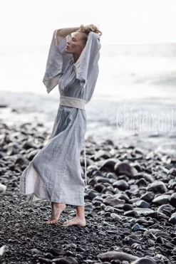 Chintamani Alchemistry Linen Maxi Kimono / Light Grey^ Kimono & Cover Up