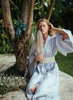 Chintamani Alchemistry Linen Maxi Kimono / Light Grey^ Kimono & Cover Up
