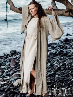 Chintamani Alchemistry Linen Maxi Kimono / Unbleached Grey^ Kimono & Cover Up
