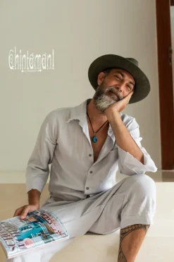Chintamani Alchemistry Linen Men's Overalls / Gray^ Jumpsuit