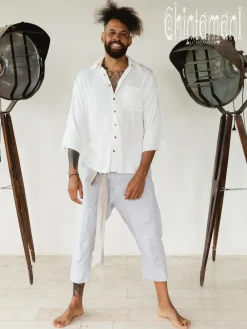 Chintamani Alchemistry Linen Short Pants / Light Gray^ Pants