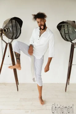 Chintamani Alchemistry Linen Short Pants / Light Gray^ Pants
