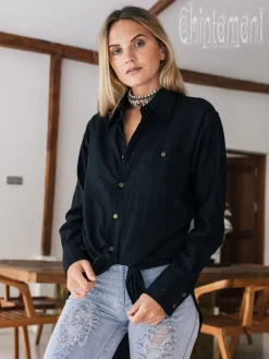 Chintamani Alchemistry Linen & Silk Shirt / Black^ Button Shirt