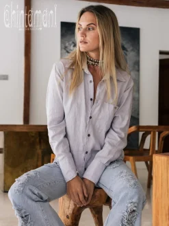 Chintamani Alchemistry Linen & Silk Shirt / Gray^ Button Shirt