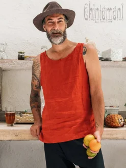 Chintamani Alchemistry Linen Tank Top / Red Ochre^ Tops & T-shirt