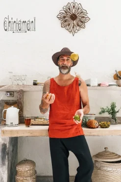 Chintamani Alchemistry Linen Tank Top / Red Ochre^ Tops & T-shirt