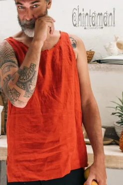 Chintamani Alchemistry Linen Tank Top / Red Ochre^ Tops & T-shirt