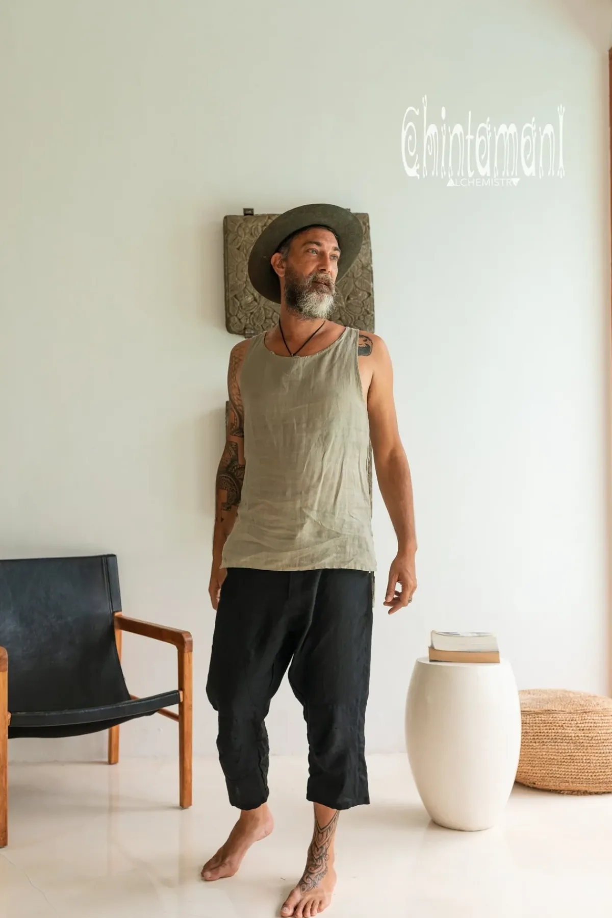 Chintamani Alchemistry Linen Tank Top / Sage Green^ Tops & T-shirt