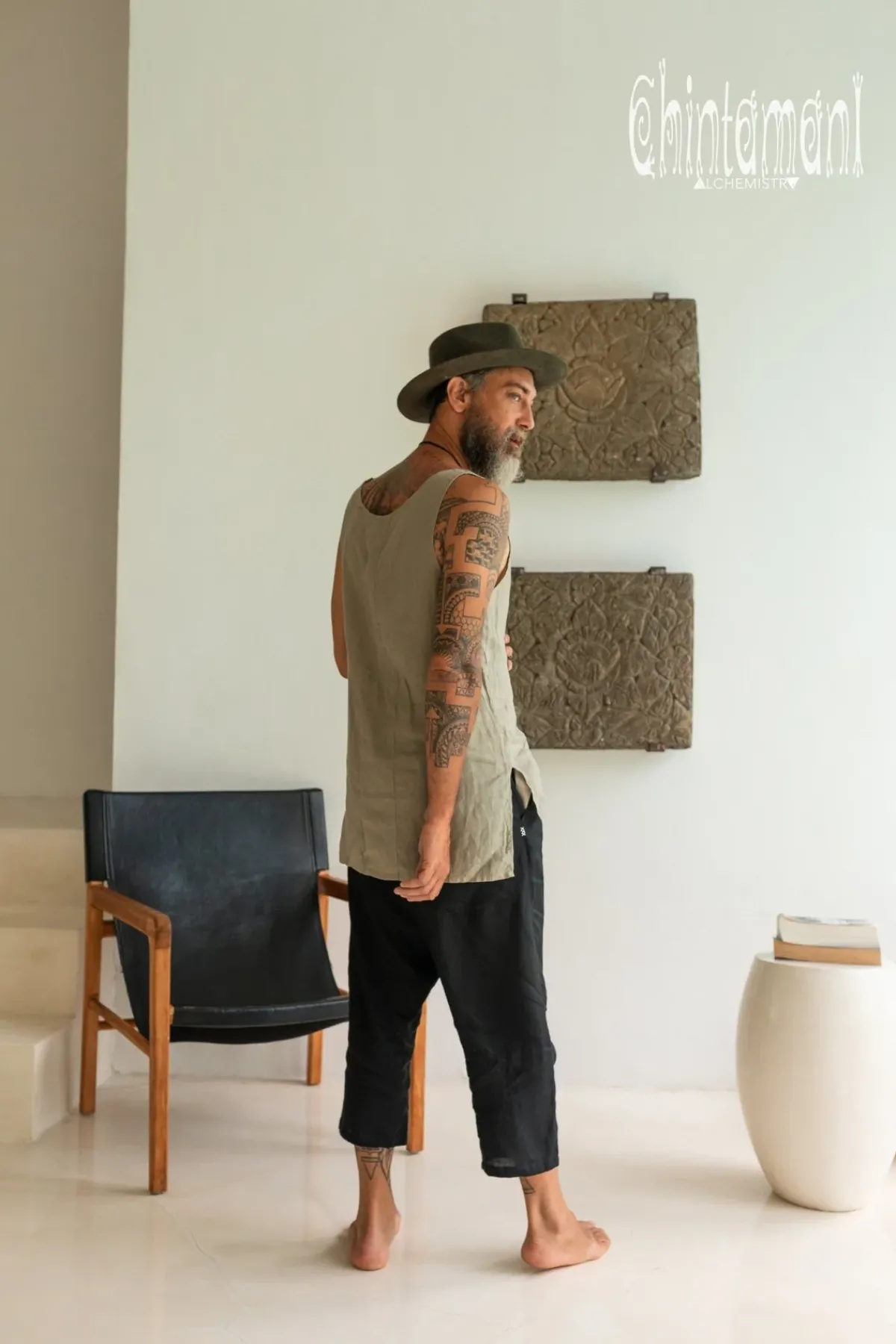 Chintamani Alchemistry Linen Tank Top / Sage Green^ Tops & T-shirt