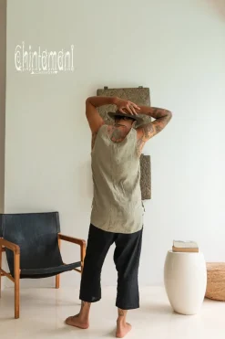 Chintamani Alchemistry Linen Tank Top / Sage Green^ Tops & T-shirt