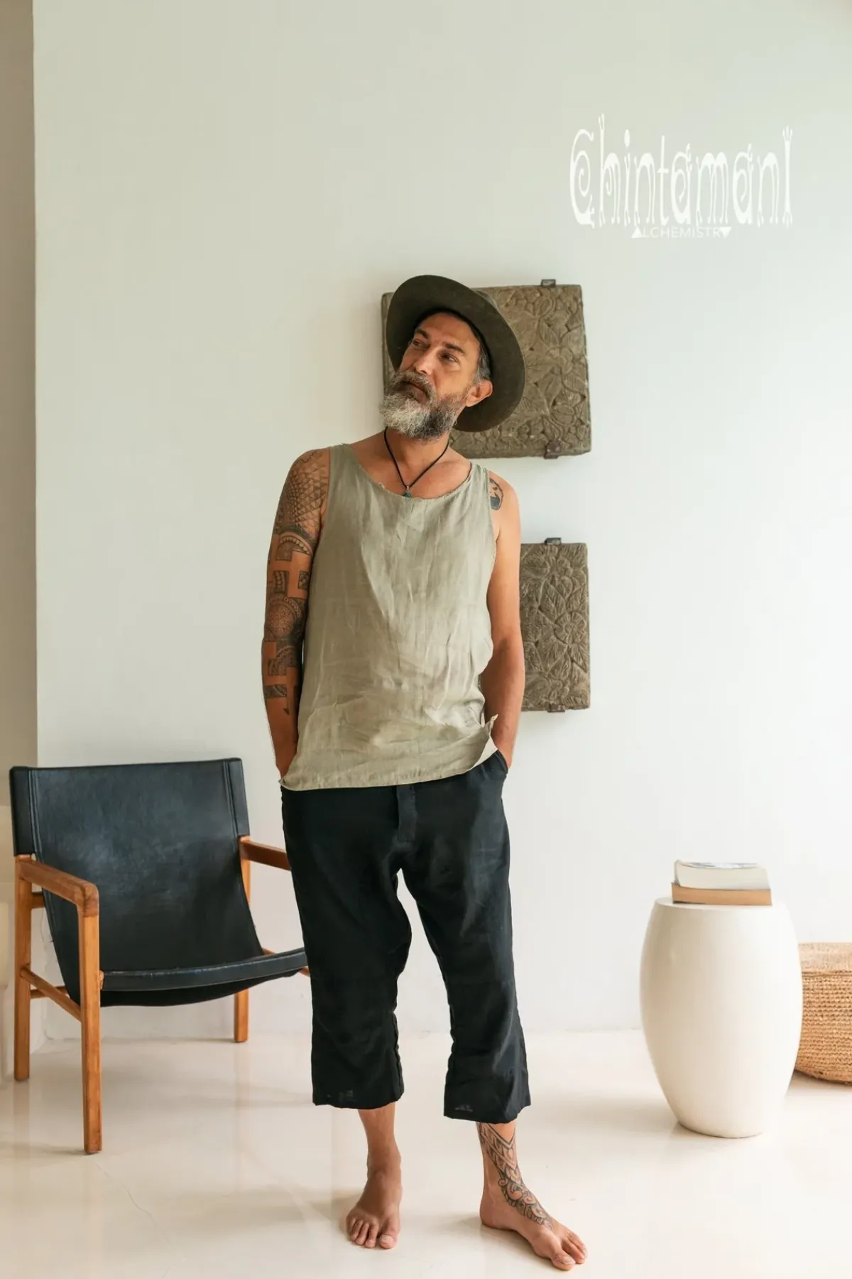 Chintamani Alchemistry Linen Tank Top / Sage Green^ Tops & T-shirt