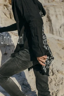 Chintamani Alchemistry Long Hooded Shirt / Black^ Button Shirt