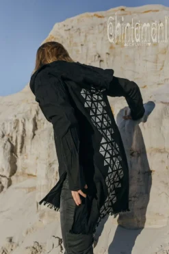 Chintamani Alchemistry Long Hooded Shirt / Black^ Button Shirt