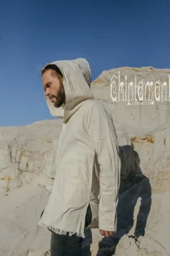 Chintamani Alchemistry Long Hooded Shirt / Light Gray^ Button Shirt