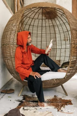 Chintamani Alchemistry Long Hooded Shirt / Red Ochre^ Button Shirt