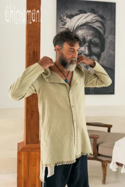 Chintamani Alchemistry Long Hooded Shirt / Sage^ Button Shirt