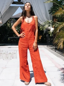 Chintamani Alchemistry Long Linen Jumpsuit / Red Ochre^ Jumpsuits