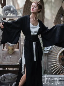 Chintamani Alchemistry Long Linen Kimono / Black^ Kimono & Cover Up