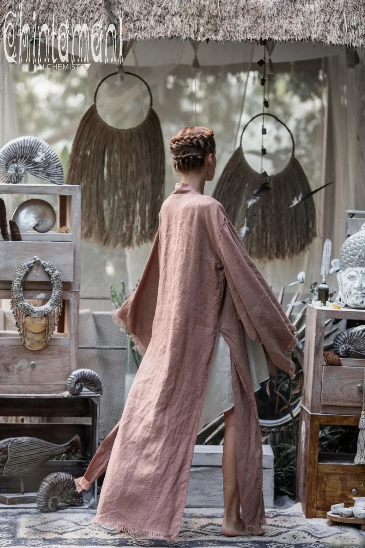 Chintamani Alchemistry Long Linen Kimono / Dusty Pink^ Kimono & Cover Up