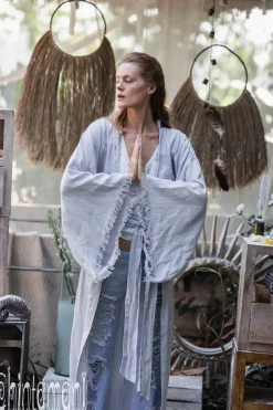 Chintamani Alchemistry Long Linen Kimono / Grey^ Kimono & Cover Up
