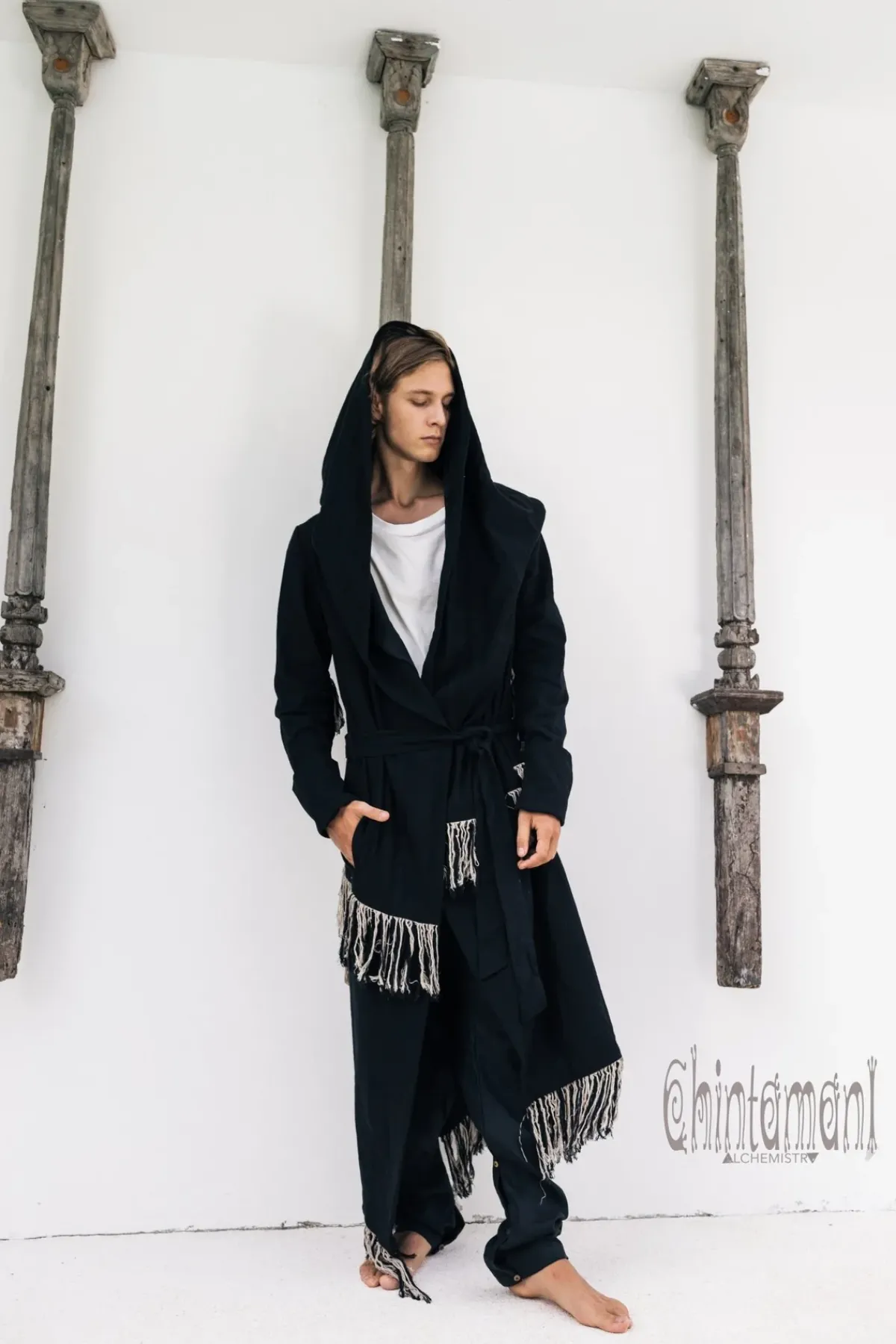 Chintamani Alchemistry Long Linen & Silk Coat / Black^ Kimono & Coat