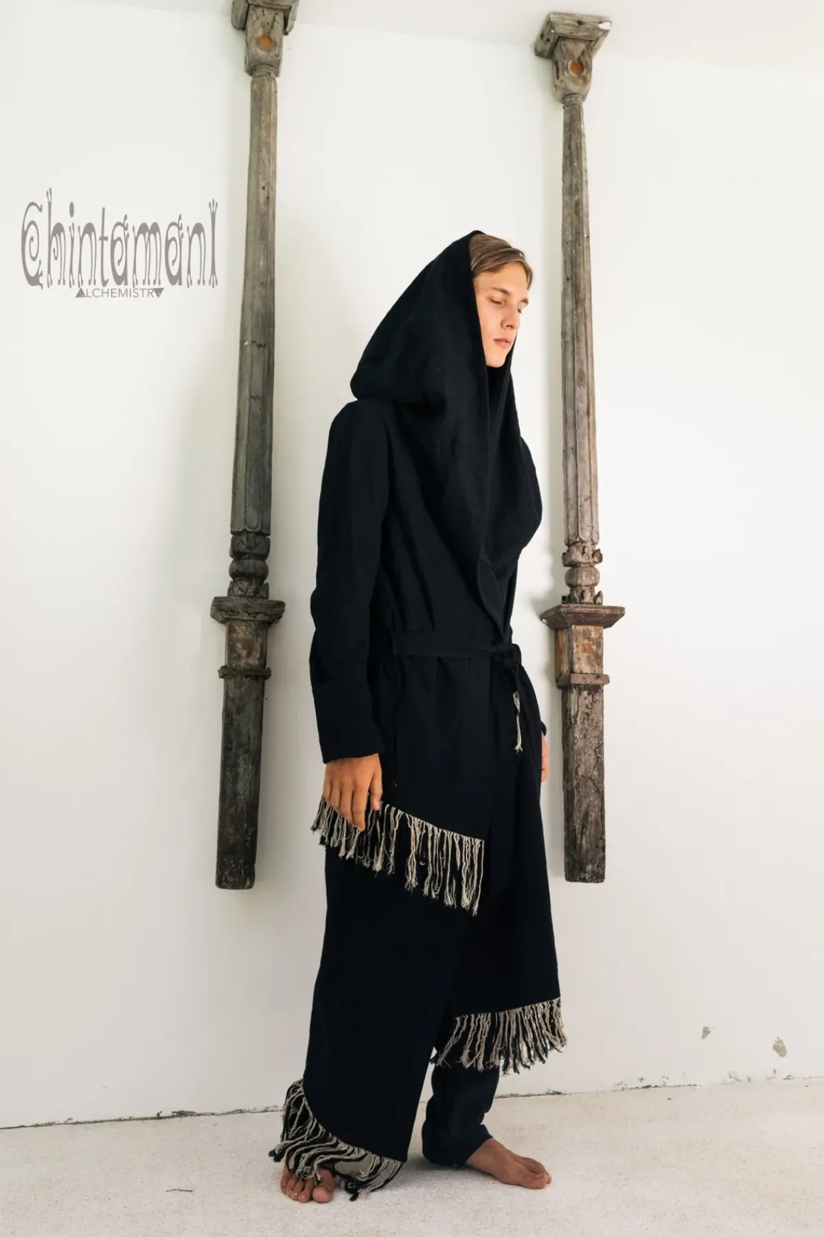 Chintamani Alchemistry Long Linen & Silk Coat / Black^ Kimono & Coat