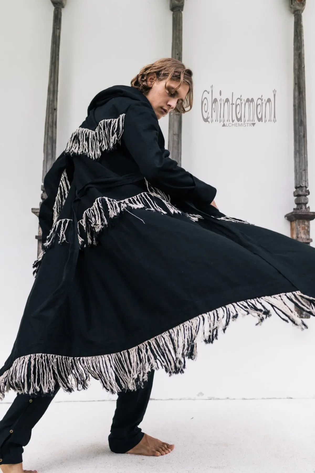 Chintamani Alchemistry Long Linen & Silk Coat / Black^ Kimono & Coat