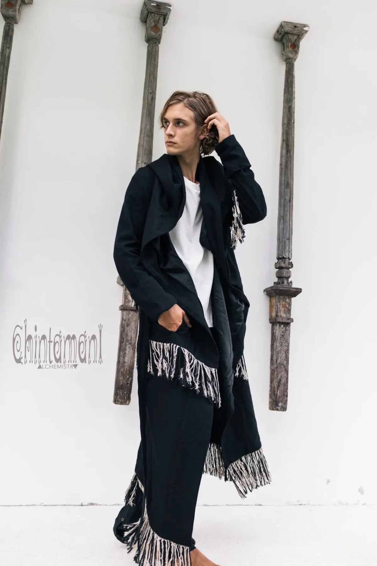 Chintamani Alchemistry Long Linen & Silk Coat / Black^ Kimono & Coat