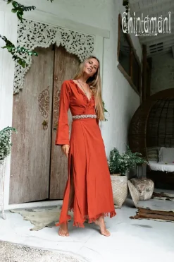 Chintamani Alchemistry Maxi Kimono Dress / Red Ochre^ Wrap Dress