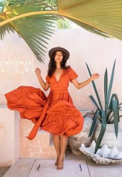 Chintamani Alchemistry Maxi Shirt Dress / Red Ochre^ Shirt Dress|Maxi Dress