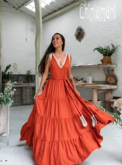 Chintamani Alchemistry Maxi Tiered Dress / Red Ochre^ Maxi Dress